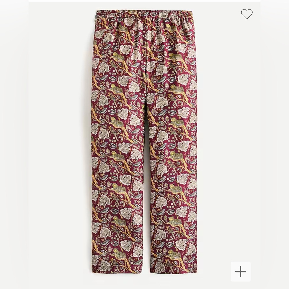 J.Crew Collection silk twill pull on pant in jungle cat